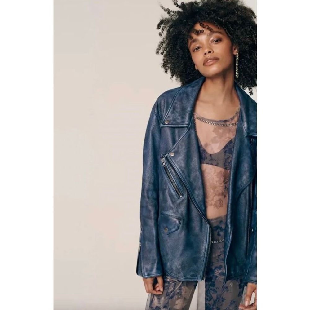 Free People We The Free Jealousy Leather Moto Jacket Size M
